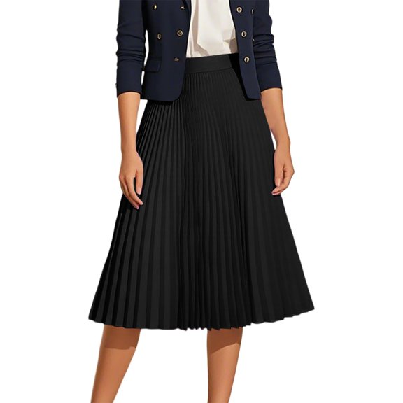 Landzoo Women'S Skirts Solid Color Elastic Waist Summer Quick Dry Women A-line Skirt Size L Black