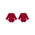 thumbnail image 2 of RUINIXCW Newborn Baby Girl Knit Sweater Romper Infant Baby Girl Fall Winter Clothes Basic Solid Color Ruffle Long Sleeve Bubble Bodysuit Pullover Top, 2 of 10