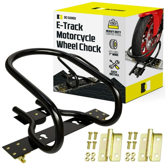 E-Track Motorcycle Wheel Chock | Upright Hold Bike Tire Wedge for Garages and Trailers - E-Track and Bolt-Down