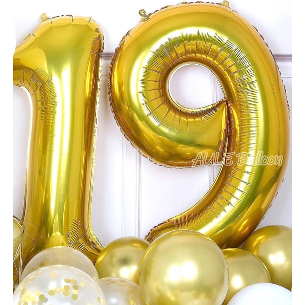 Globos De Oro Claro De 40 Pulgadas Con El Número 18, Globos Gigantes De
