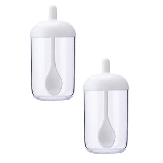 Oleegame 2PC Spice Dispenser Mini Containers Plastic Kitchen PP Condiment Containers With Lids Jars Seasonings Container Set For Storage White