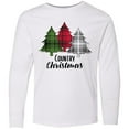 thumbnail image 3 of Inktastic Country Christmas Plaid Trees Long Sleeve Youth T-Shirt, 3 of 5