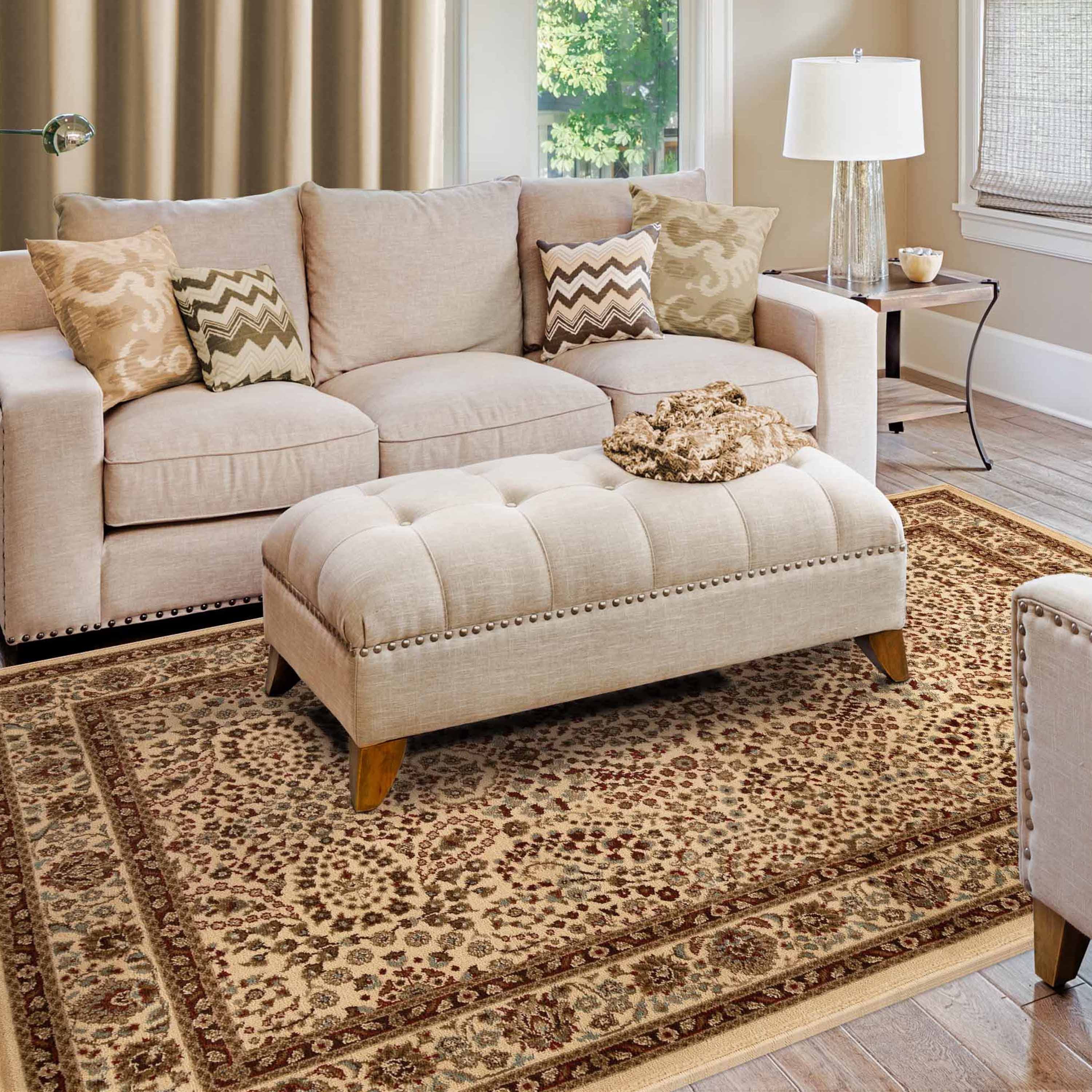 Superior Traditional, Classic Floral Scroll Border Area Rug, 8' x 10'