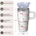 thumbnail image 3 of 20OZ Flamingo Insulated Coffee Tumbler Stainless Steel with Comfort Handle Mug Cup BPA Free Portable Sweat Proof Great for Hot Cold Drinks Gifts for Women Girls on Birthday Christmas Summer, 3 of 6