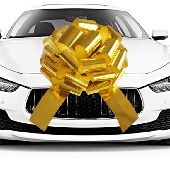 Car Bow HQJAXJ, decoración de regalo impermeable, dorada, de 20 pulgadas