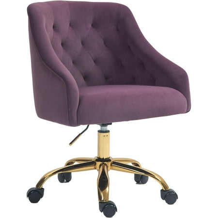 

ZOBIDO Comfy Home Office Task Chair with Wheels Cute Modern Upholstered Velvet Seashell Back Adjustable Swivel Vanity Desk Chair for Women for Kids for Girls Living Room(Peach Pink)