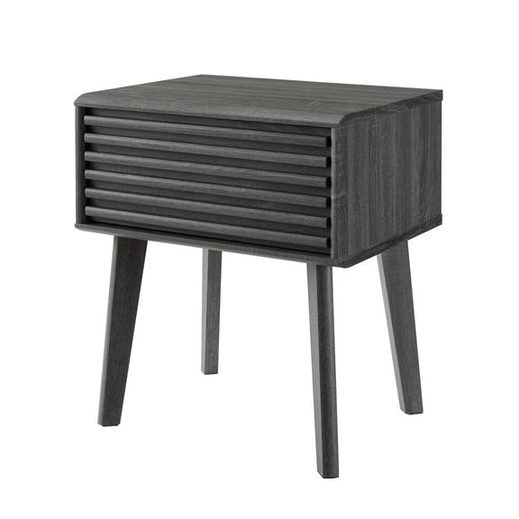 Nightstand Side End Table, Wood, Dark Grey Gray, Modern Contemporary Urban Design, Bedroom Master Guest Suite Living Room