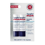 Aquaphor Lip Repair Balm Stick for Dry Chapped Lips with Shea Butter, 0.17 oz, 2 Pack