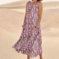 thumbnail image 2 of Vestido de Verano para las Mujeres sin Mangas Lino-Look Impreso Maxi, Suelto Fluido Y Vestido Sexy de Moda para las Mujeres, 2 of 4