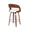 thumbnail image 3 of Benjara Mid Century Curved Back Swivel Counter Barstool, Cream, 3 of 5