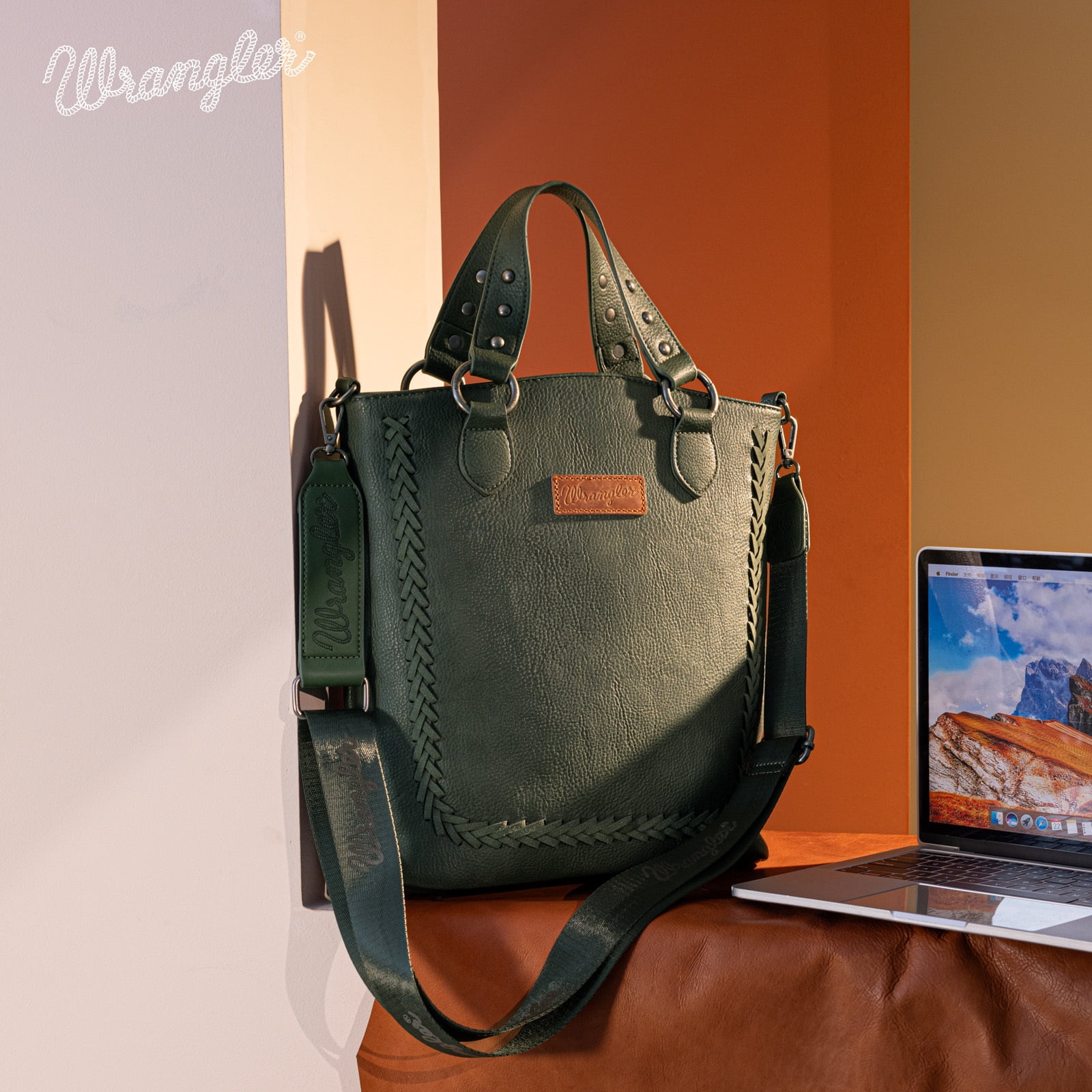 Wrangler Tote Bag for Women Large Crossbody Purses Western Designer Handbags, Green