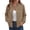 Brown, variant on Women's Fall Winter Bomber Jacket Button Down Front with Pockets Casual Slim Fit Outwear