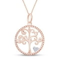 thumbnail image 3 of AFFY Round White Cubic Zirconia Tree of Life Two Tone Pendant Necklace 14k Rose Gold Over Sterling Silver, 3 of 5