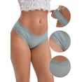 thumbnail image 3 of DARING DIVA Women's Lace Trim Cotton Ribbed Hipster Mid Waisted Panty M Light Green, 3 of 6
