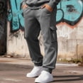 thumbnail image 6 of IAJDKMEK Men's Fleece Lined Cargo Pants Jogger - Drawstring Elastic Waist Tapered Cuffed Four Pockets Solid Color Sweatpants for Men Workout,Gray XL, 6 of 9