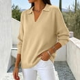thumbnail image 6 of Womens Long Sleeve Collared Polo Sweater V Neck Knit Ribbed Business Casual Pullover Sweaters 2026 Fall Outfits S, 6 of 6