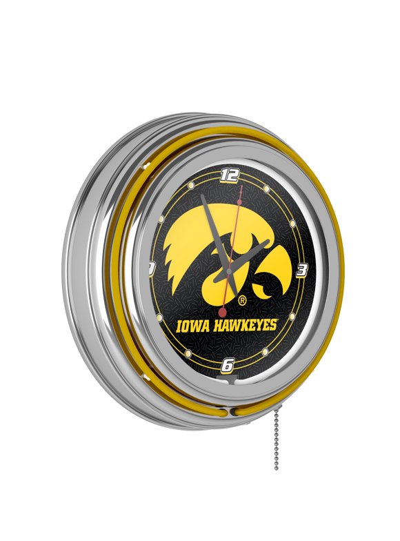 University of Iowa Neon Clock - 14 inch Diameter