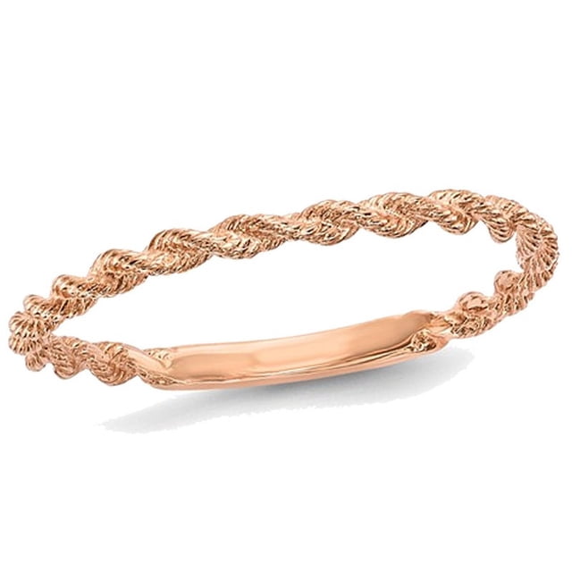 Ladies 14K Rose Pink Gold Polished Twisted Rope Ring Band (1.6mm)