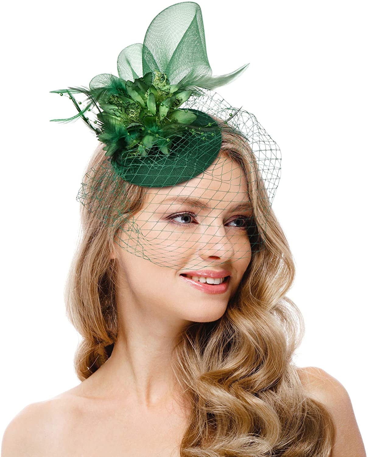Fascinators Headband for Women Tea Party Hat Kentucky Derby Wedding Flower Mesh Feathers Hair Clip 