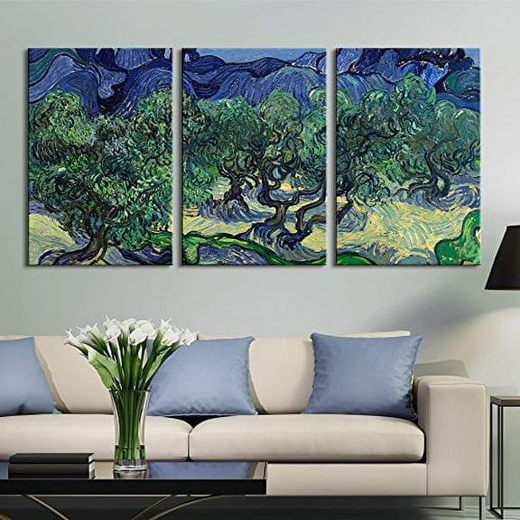 wall26 3 Panel Canvas Wall Art - The Olive Trees by Vincent Van Gogh - Giclee Print Gallery Wrap Modern Home Decor Ready to Hang - 24"x36" x 3 Panels