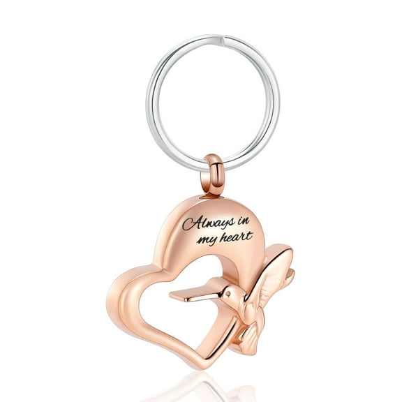 Hummingbird Love Heart Keepsake Cremation Jewelry for Ashes Holder Urn Keyring for Ashes of Loved One Memorial Keychian