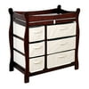 Badger Basket Sleigh Style Baby Wood Changing Table with 6 Baskets