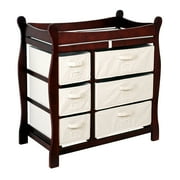 Badger Basket Sleigh Style Baby Wood Changing Table with 6 Baskets