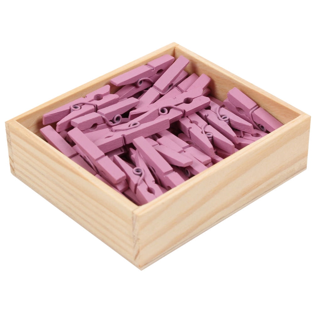 JAM Medium 1.12 Inch Clips Wood Clothes Pins, Purple, 50 Count