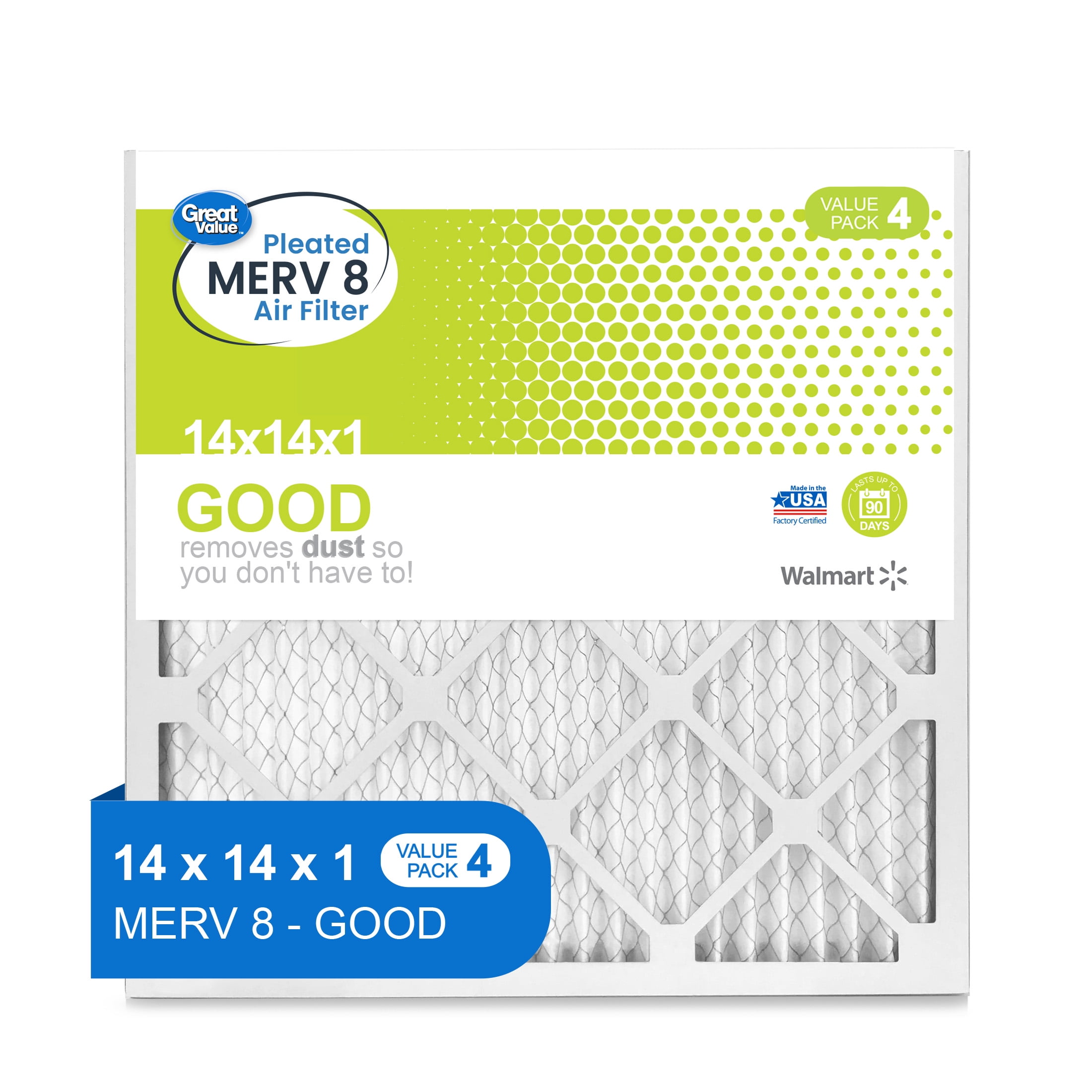 Great Value, 14x14x1, MERV 8 GOOD HVAC Air and Furnance Filter