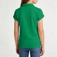 thumbnail image 5 of PWPSG Boy's Short Sleeve Lapel Shirt Lightweight Summer Casual Tee Shirts Solid Pullover Tops for School & Daily Wear Green 12-13 Years, 5 of 7