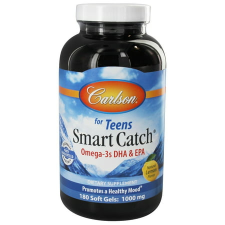 Carlson Labs - Smart Catch norvégien d'huile de poisson oméga-3 DHA et EPA pour les adolescents de citron 1000 mg. - 180 gélules