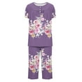 thumbnail image 5 of Tnhcen Women's Floral Print Henley Sleepwear Set - Button-Up Top Capri Pants with Side Pockets Stretchy Polyester-Spandex Loungewear (S-3XL), 5 of 5