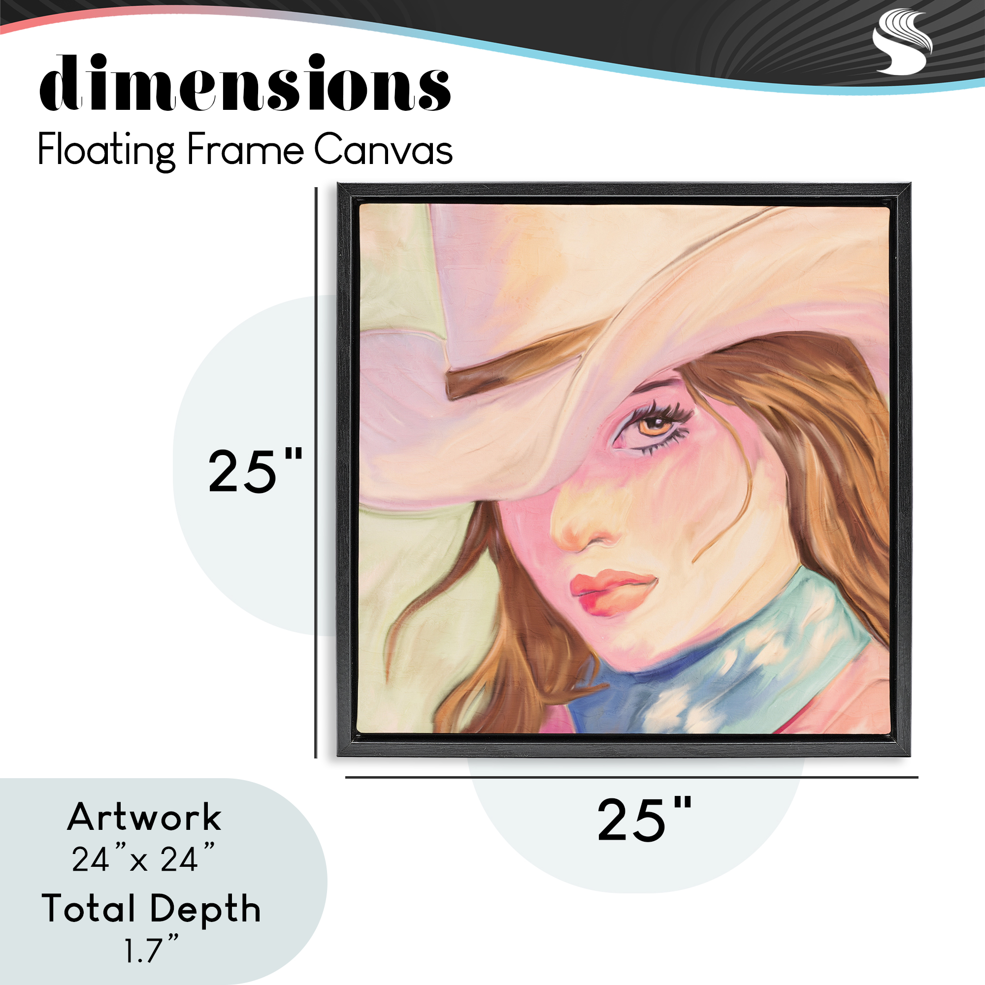 Pastel Cowgirl Brunette Black Framed Floater Canvas Wall Art, design by Kim Allen