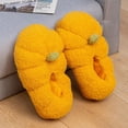 thumbnail image 3 of 1 par de pantuflas de interior de invierno con diseño de calabaza, pantuflas cálidas de felpa para mujer, pantuflas de casa de invierno, 3 of 6