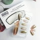 thumbnail image 5 of Gold Press on Nails Short Almond Fake Nails 3D Gold Carved Ripple Line Design, 5 of 5