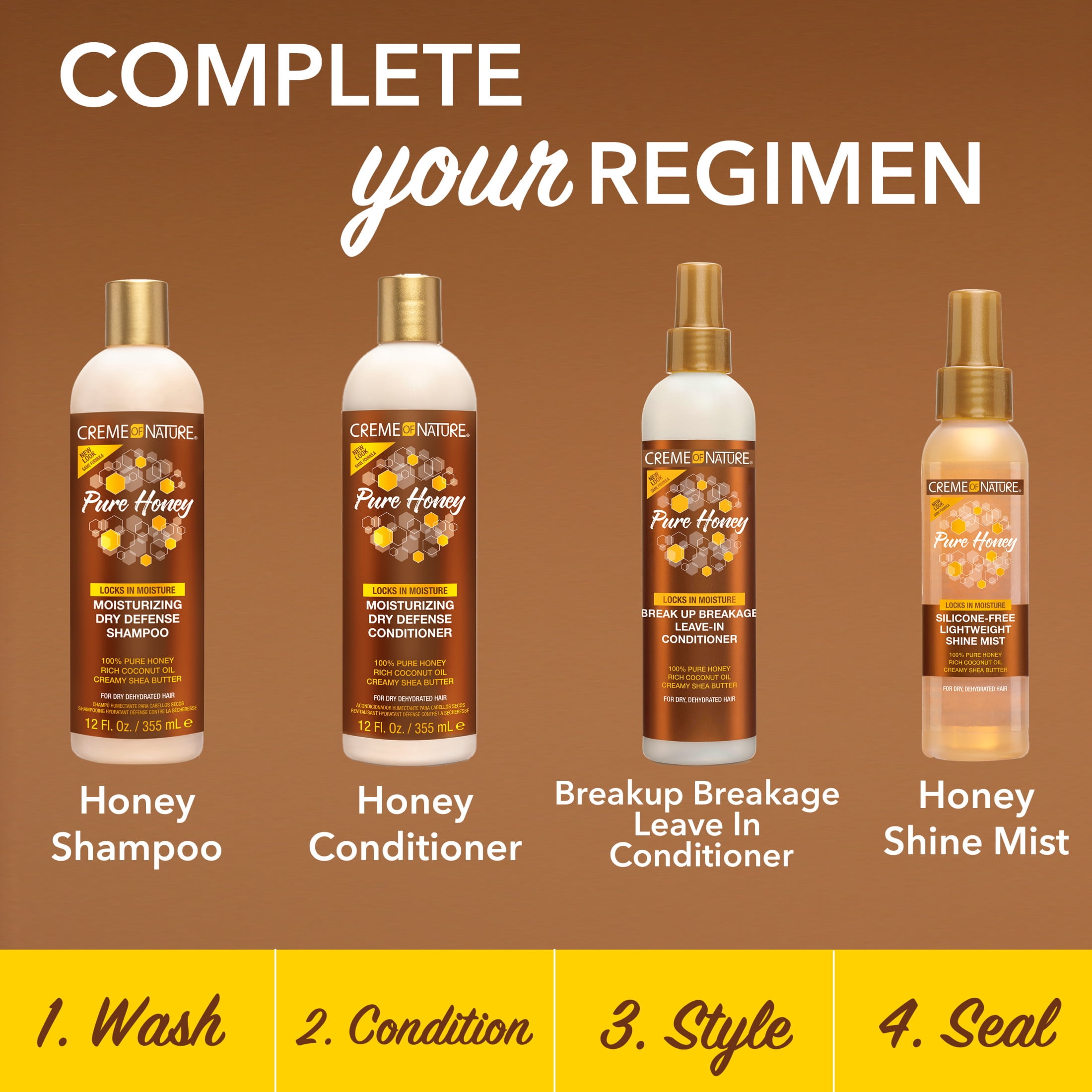 (3 pack) Creme of Nature Pure Honey Dry Defense Shampoo with Coconut Oil & Shea Butter, 12 fl oz