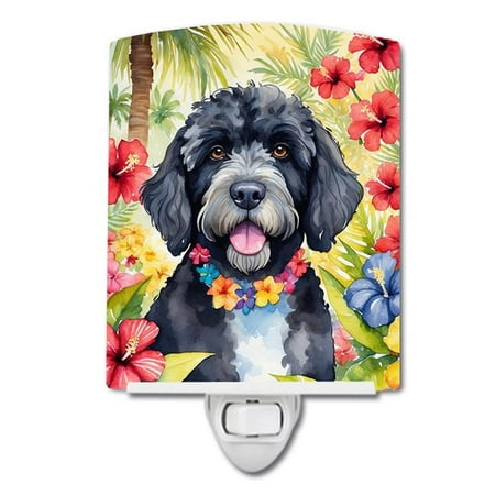 

Portuguese Water Dog Luau Ceramic Night Light 4 in x 6 in