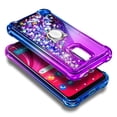 thumbnail image 6 of Compatible with BLU View 4 Case (B135DL) / View 2 (2023, 6.09 inch) Case with Tempered Glass Screen Protector, Ring Holder/Wrist Strap, Nagebee Glitter Liquid Floating Cute Phone Cover (Purple/Blue), 6 of 6