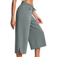 thumbnail image 5 of AHTJRT Women's Wide Leg Capri Pants Casual Active Yoga Leisure Capris Drawstring Elastic Waist Loose Fit Summer Spring Pants with Pockets Gray XL, 5 of 6