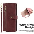 thumbnail image 2 of Dteck Crossbody Wallet Case Compatible with iPhone 11, Premium PU Leather Zipper Folio Wallet with Wrist Strap Shoulder Strap Magnetic Closure Built-in Kickstand Protective Case for iPhone 11,Winered, 2 of 5