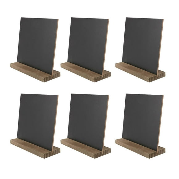 6 Pack Rustic Chalk Board with Wood Stand Signs 6X5 inch Blackboard