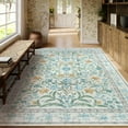 thumbnail image 3 of Moynesa 8'x10' Light Blue Bedroom Rug Under Bed, Boho Washable Rugs for Living Room, Soft Wool Rug for Home Office, Vintage Low Pile Carpet for Dining Room, 3 of 5