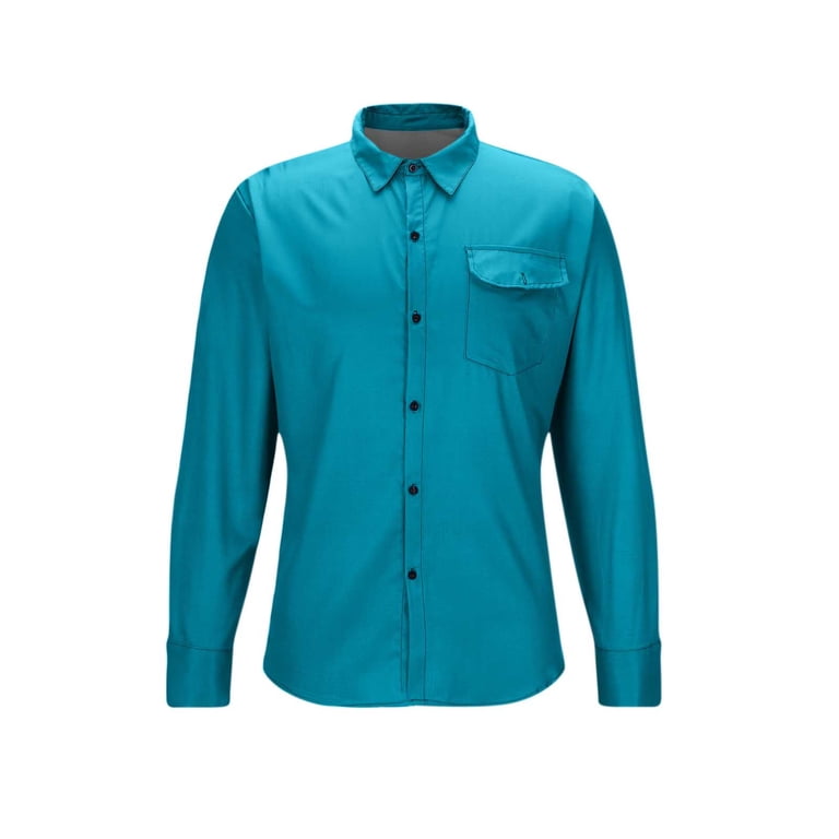 LIaqionyy Mens Long Sleeve Dress Shirt Solid Color Casual Button down Big  and Tall Shirts with Pocket S-5XL