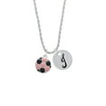 thumbnail image 2 of Delight Jewelry Silvertone Enamel Pink Soccer ball Silvertone Script Initial Disc - J - Charm Necklace, 20"+3", 2 of 4