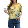 thumbnail image 3 of NAMTYQX Women's Summer Tops True Classic Tees Lightweight Patterned Trendy Baggy Womens Short Sleeve Tops Yellow Size 3XL, 3 of 4