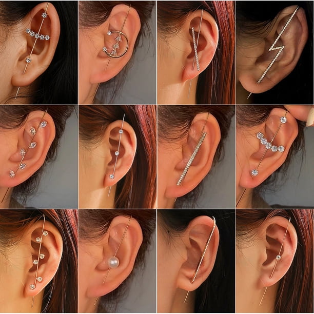 Pendientes con incrustaciones de diamantes fríos, agujas de pinchazos simples personalizadas para mujeres, pendientes oblicuos con orejas de hoja de rayo joyas para parejas regalos de San Valentín