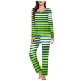 thumbnail image 2 of Fouhkni Womens Pajama Sets 2 Piece Striped Sleepwear V Neck Long Sleeve Shirts Pants Loungewear, 2 of 5
