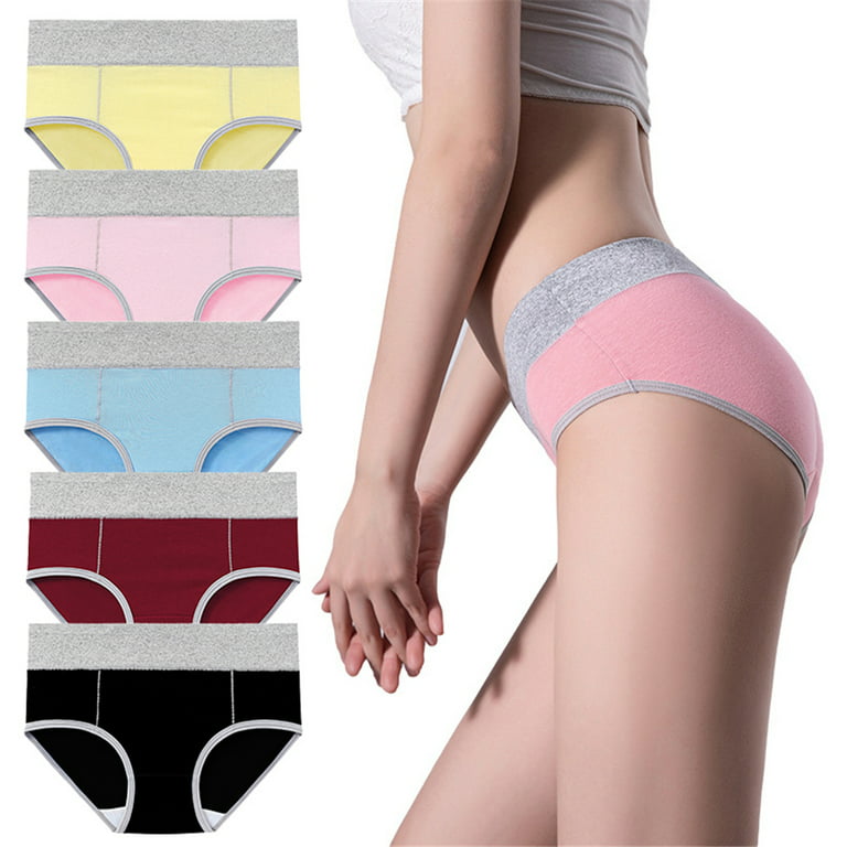  Womens High Waisted Cotton Underwear Soft Breathable Full  Coverage Stretch Briefs Ladies Panties 5-Pack