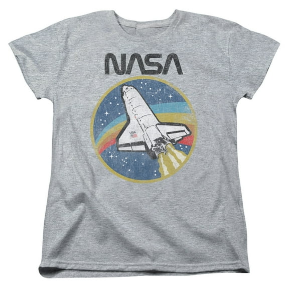 Trevco Sportswear NASA109-WT-5 Nasa Shuttle Womens Short Sleeve T-Shirt, Athletic Heather - 2X