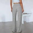 thumbnail image 4 of Women's Ribbed Knit Pajama Pants 2025 High Waist Wide Leg Lounge Pants Soft Comfy Elastic Waist Fall Sleepwear Gray, 4 of 5